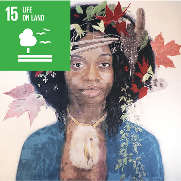 SDG 15 mural, Life On Land; painted by Nile Livingston.