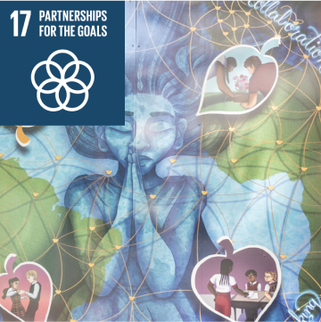 SDG 17 mural, Partnerships For The Goals; painted by Isabelle Cress.