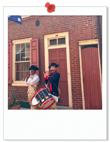 Photo of historical reenactment at Elfreth's Alley